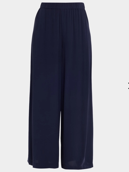Eileen Fisher Pants - Eileen Fisher Silk Navy Wide-Leg Pants 100% Silk Pull-On Women’s Size XL